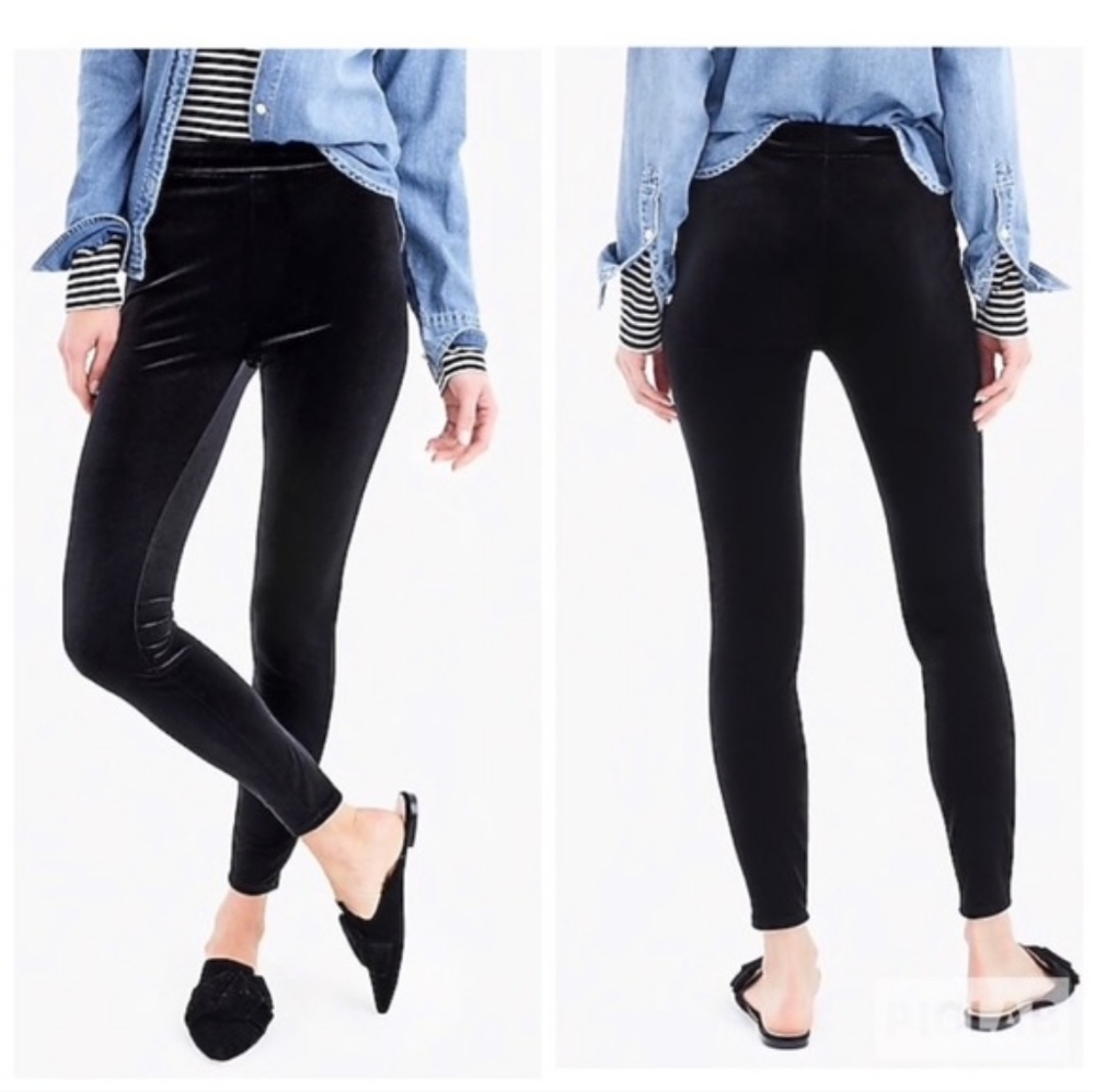 J Crew Navy Blue Velvet Leggings M New